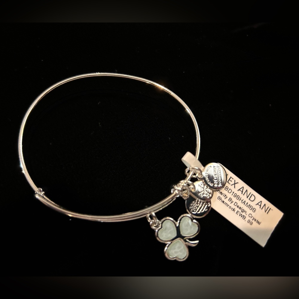 Alex and Ani Swarovski Crystal Shamrock Charm Bangle